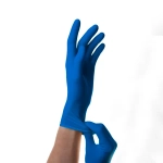 Перчатки латексные смотровые сверхпрочные SFM HIGH RISK COMFORT (14,5 гр) размер M нестерильные неопудренные синие