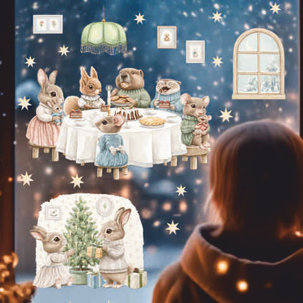 Новогодние наклейки для окон, стен и мебели