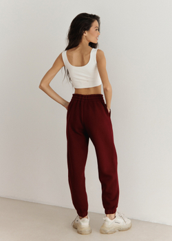 Джоггеры OVERSIZE, с начесом, бордовые