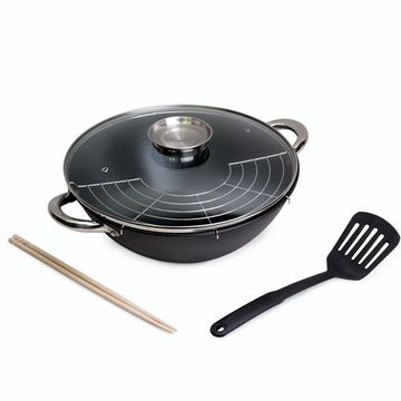 Казан чугунный "Wok", с антипригарным мраморным покрытием, 4,5 л. Kamille KM-4807MR