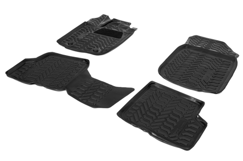 Коврики в салон автомобиля AutoFlex для Renault Logan II поколение седан 2014-2018 2018-н.в., полиуретан, с крепежом, 4 части, 9470201