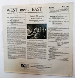 Винтажная виниловая пластинка Yehudi Иегуди Menuhin Менухин Ravi Shankar West Meets East (Индийская и Классическая музыка) (India 1966)