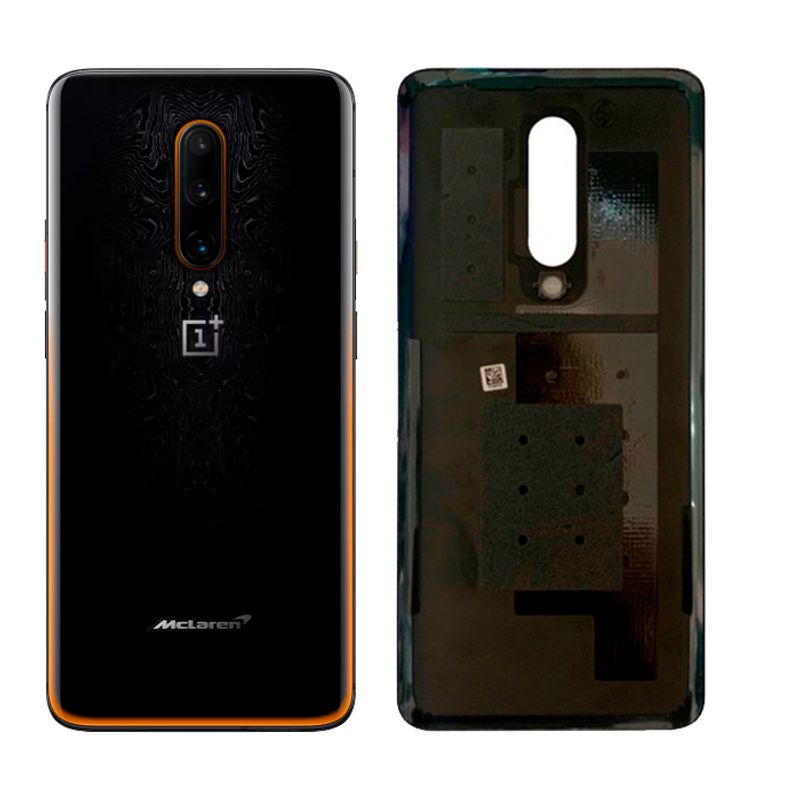 Задняя крышка для OnePlus 7T Pro черно-оранжевая (McLaren Edition) без стекла камеры