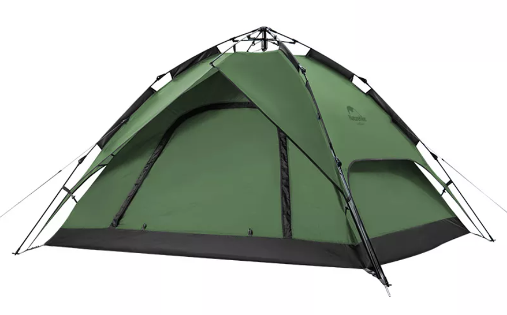 Палатка Naturehike 4-местная, быстросборная, зеленая, артикул NH21ZP008-4FGR