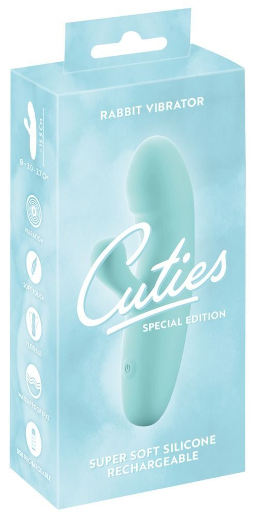 Бирюзовый мини-вибратор с клиторальным отростком Rabbit Vibrator - 15,5 см. (Цвет: бирюзовый)