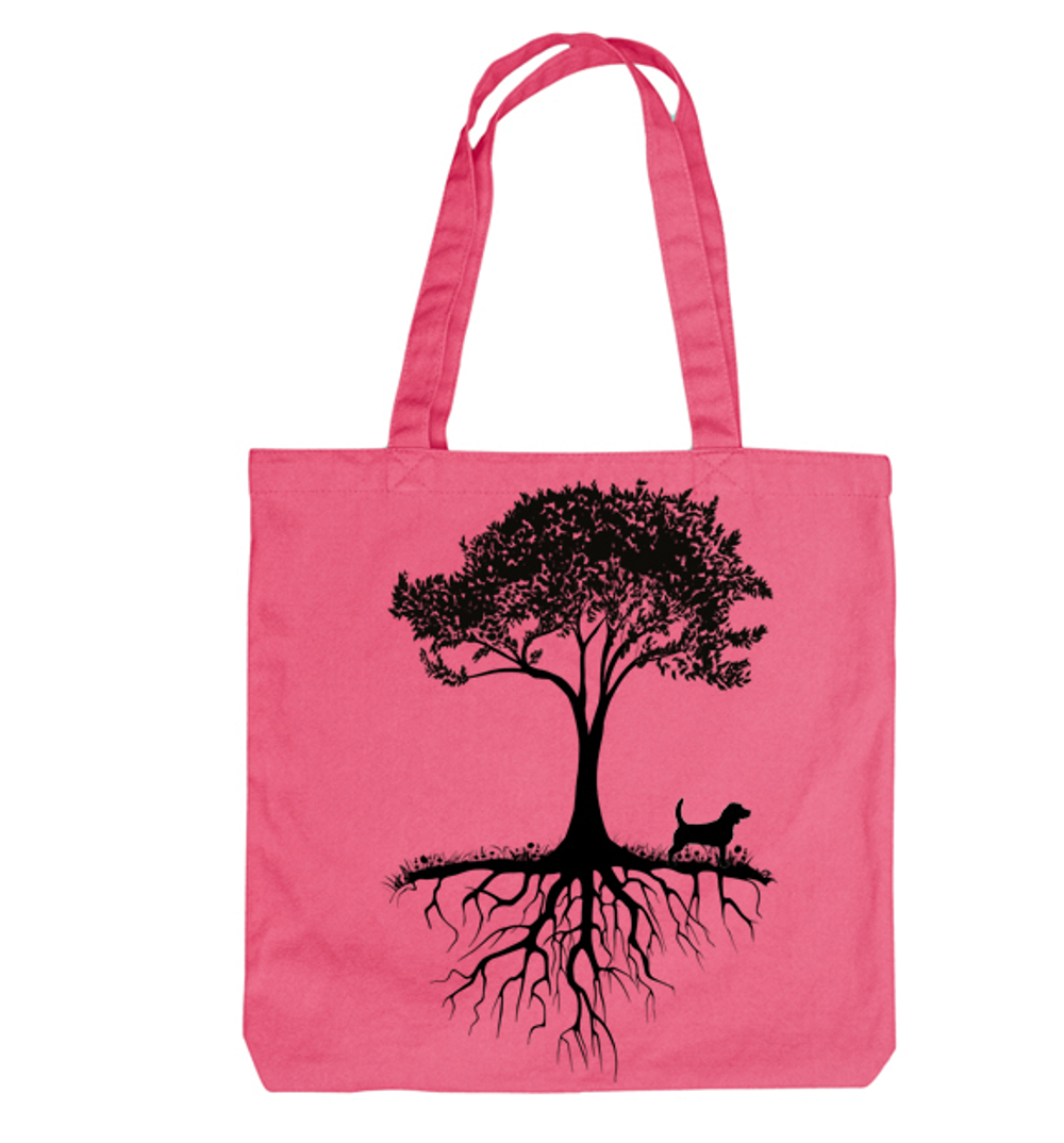 Тканевая сумка "Бигль  у дерева"