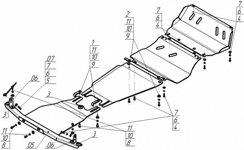 Защита алюминиевая для Mitsubish L200, Pajero Sport 3 MOTODOR.31336