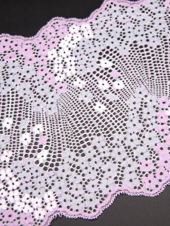 01-50 Кружево шантильи 22 см, лиловый/серый