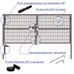 Ворота 3,4 м высота 1,5 м распашные садовые с заполнением сеткой 3D