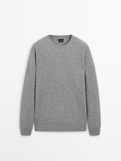 Massimo Dutti Свитер из 100% кашемира, серый меланж