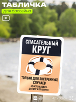 Табличка для бассейна "Спасательный круг только для экстренных случаев", на пляж, для общественной и частной зоны отдыха, информационная, 40х30 см, Silver Plane x Айдентика Технолоджи