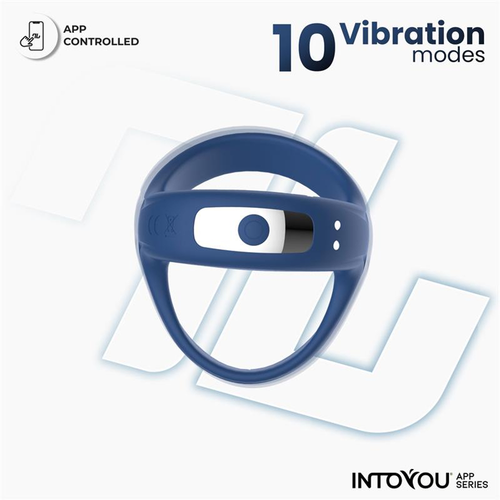 Синее интерактивное эрекционное виброкольцо Rank (Цвет: синий)