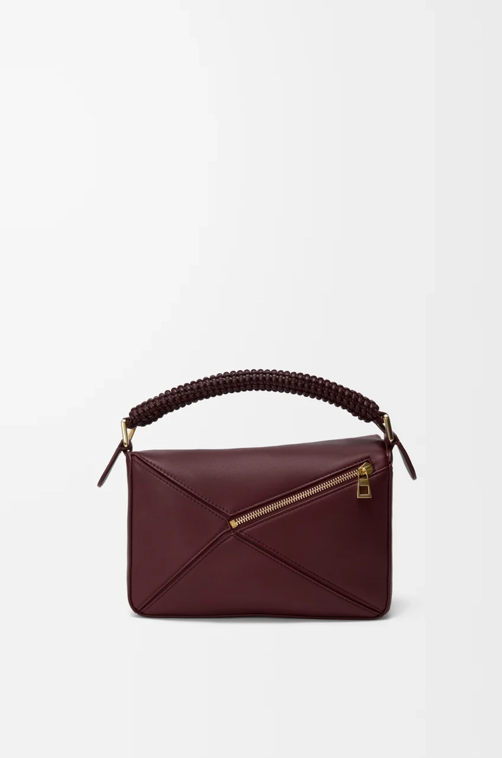 Loewe Маленькая сумка Puzzle из гладкой телячьей кожи и кожи ягненка наппа, бургунди