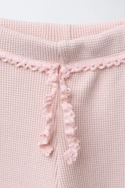 ZARA ЛЕГИНСЫ С КРУЖЕВОМ, ЦВЕТ РОЗОВОГО ДЕРЕВА