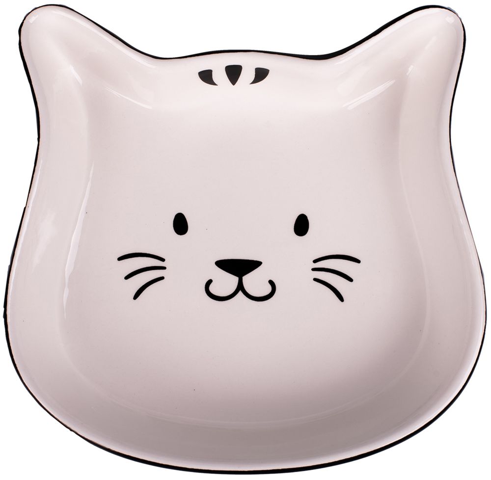 Миска Mr.Kranch Мордочка кошки для кошек, керамическая, чёрно-белая, 200 мл