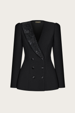 Жакет из шерсти и воротником, вышитым вручную