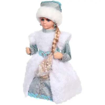 Снегурочка музыкальная «Серебристый снег» 30 см (серебряная шубка)