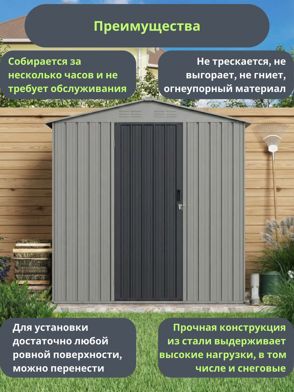 Металлический хозблок Klesto 1,8x1,2 м Econom