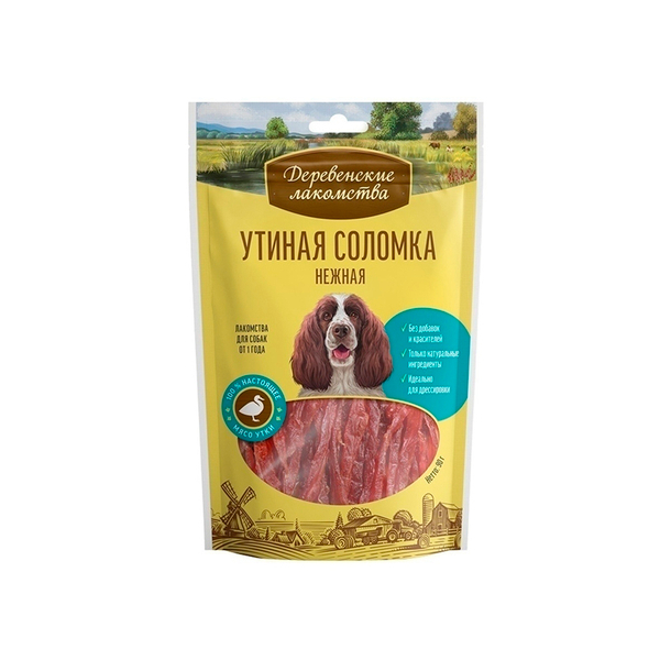 Лакомство "Утиная соломка нежная"для собак, 90 г. Деревенские лакомства
