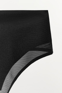 ZARA ТАНГА С ШИРОКИМ ПОЯСОМ ИЗ СМЕСОВОГО ПОЛИАМИДА, ЧЕРНЫЙ