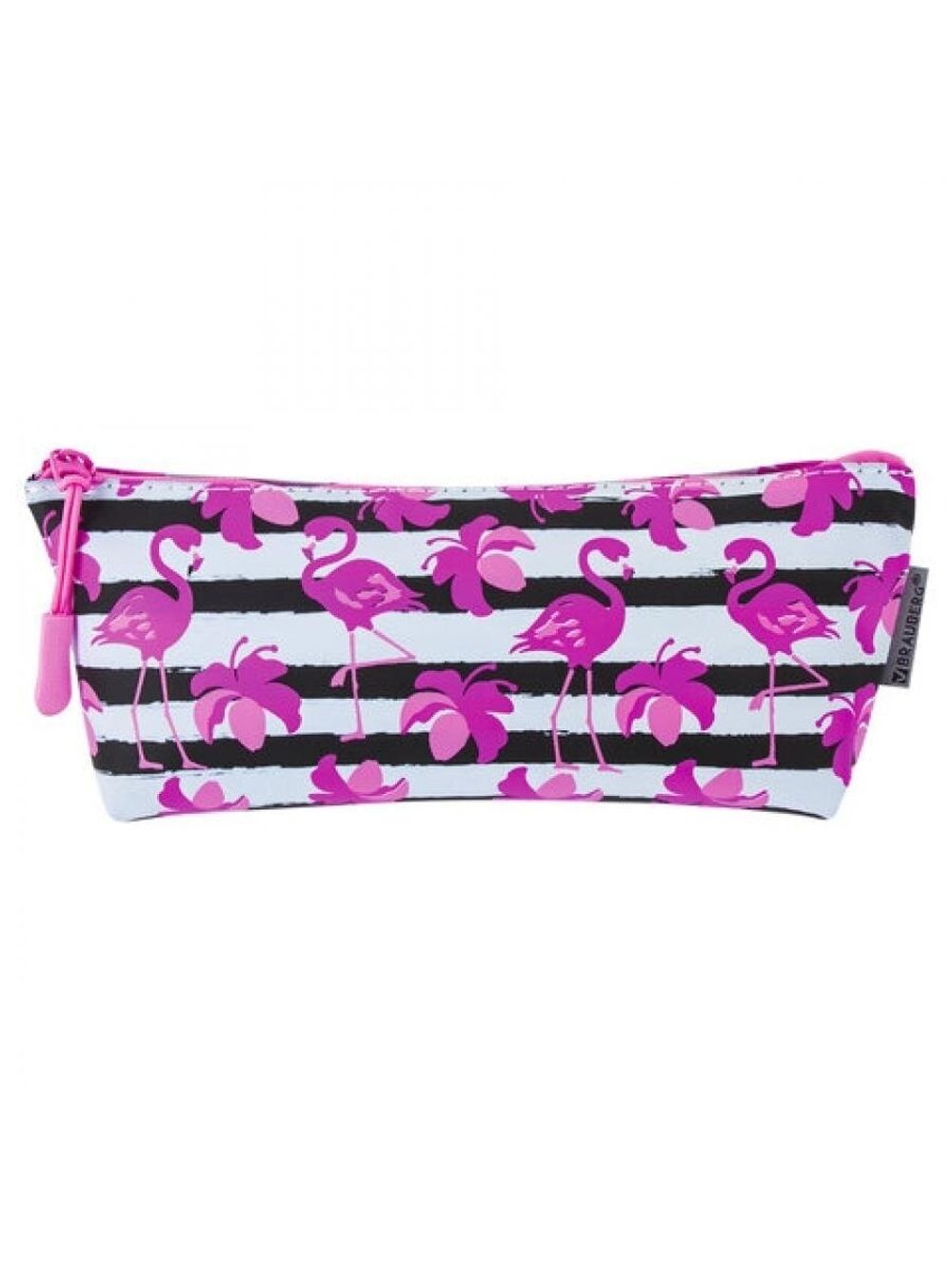 Пенал-косметичка BRAUBERG треугольный, мягкий, "Flamingo", 22х3х8 см, 229254