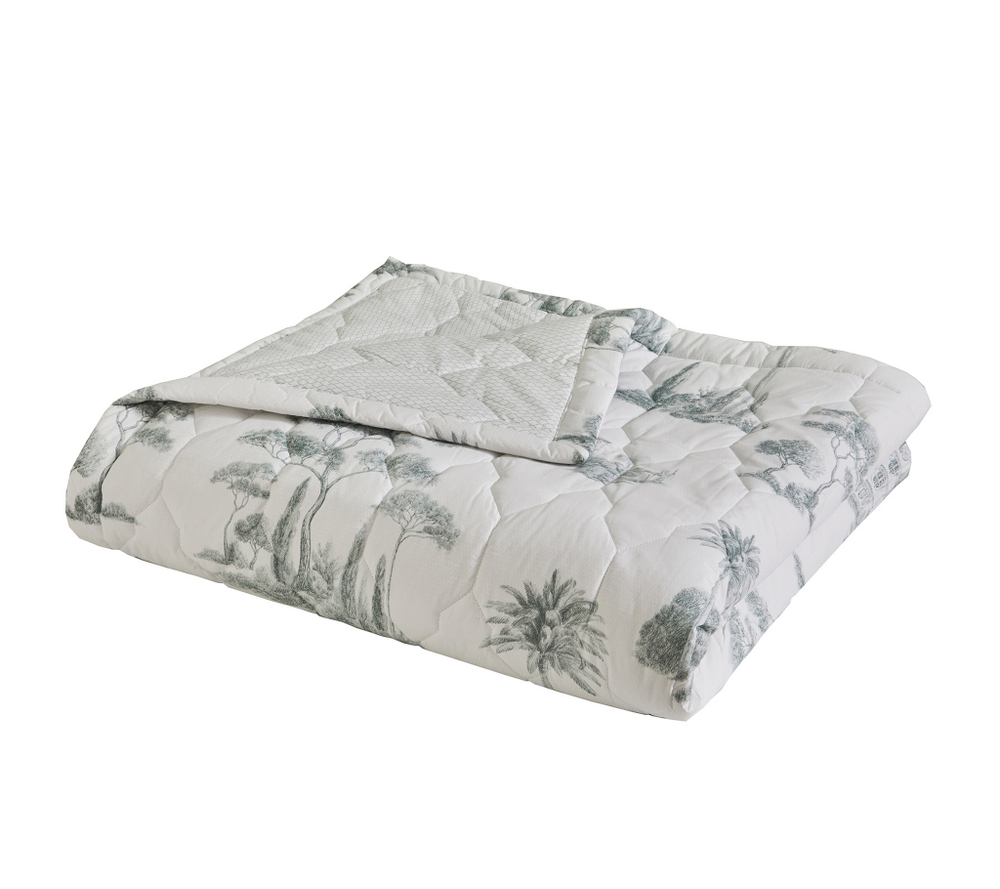 Покрывало стеганое 250х270 Blanc des Vosges Promenade sauge серо-зеленое