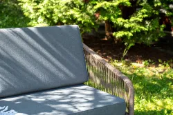 "Канны" лаунж-зона 4-местная из роупа со столом "Верона" (серый гранит), каркас алюминиевый коричневый, роуп коричневый