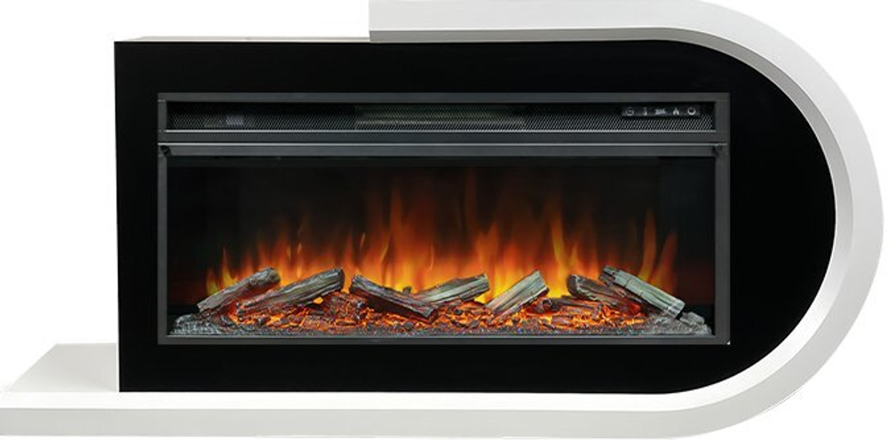 Каминокомплект Basel R - Белый с черным с очагом Vision 42 LOG LED