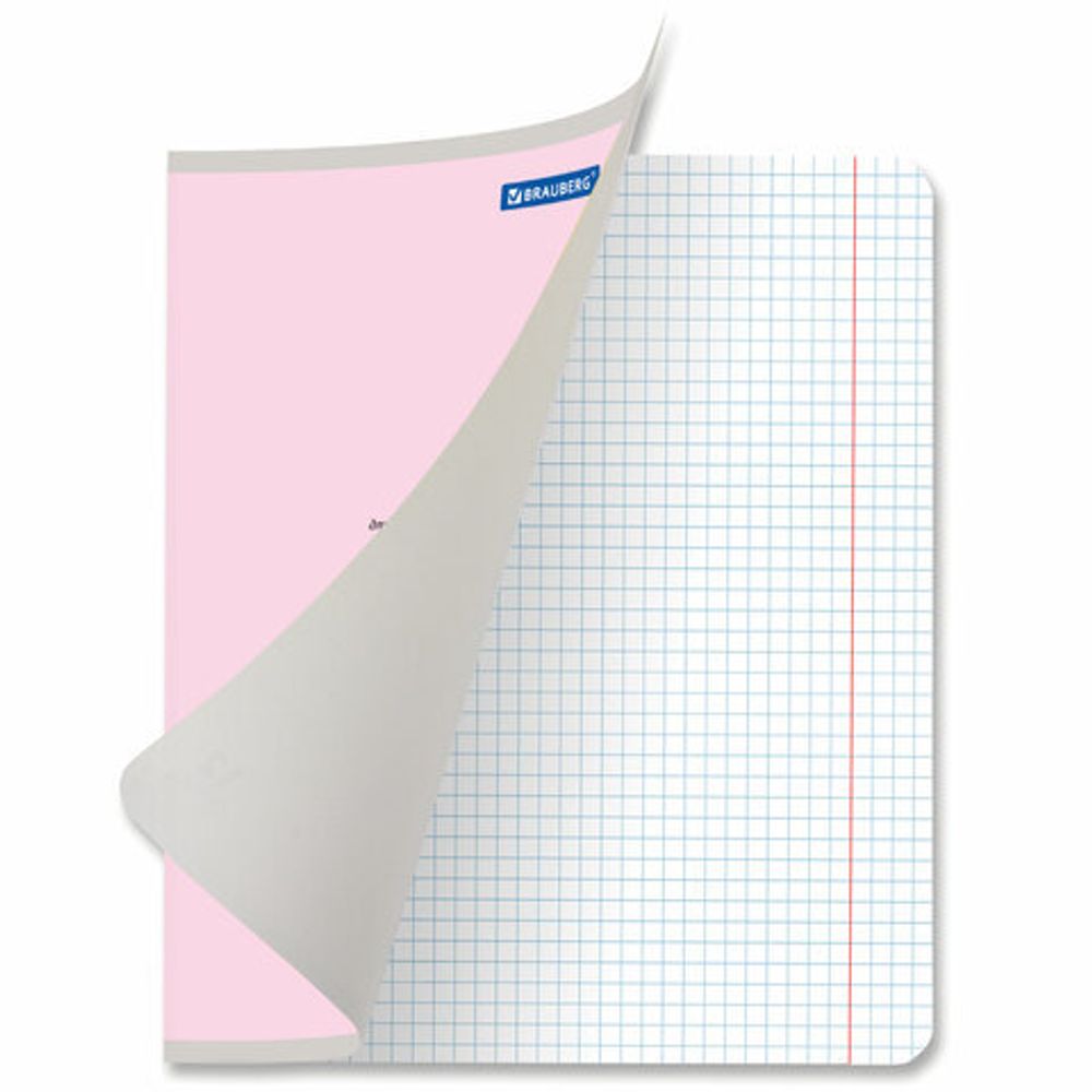 Тетрадь 12 л. BRAUBERG КЛАССИКА NEW клетка, обложка картон, РОЗОВАЯ, 105685