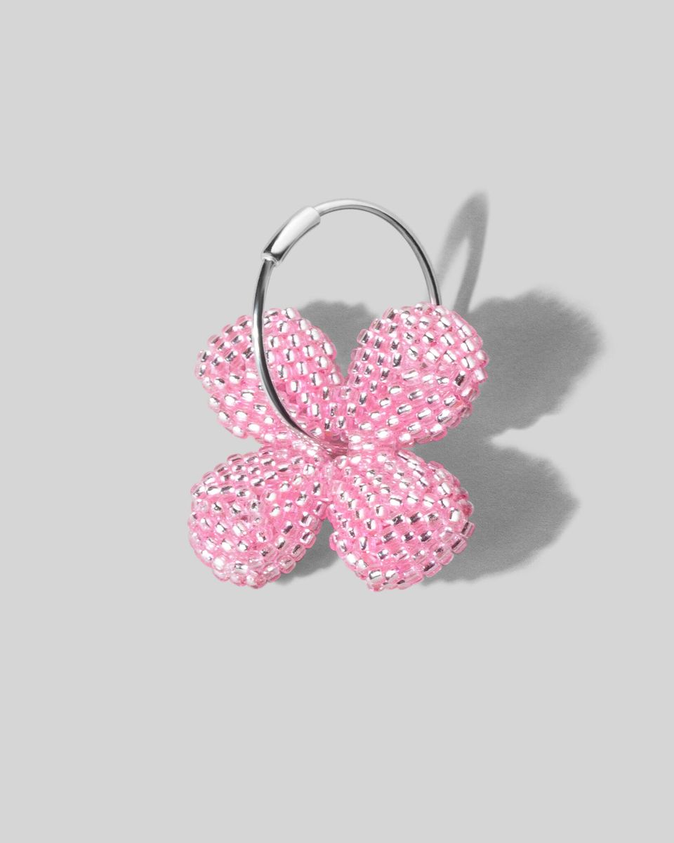 Моносерьга Beaded Flower Pink