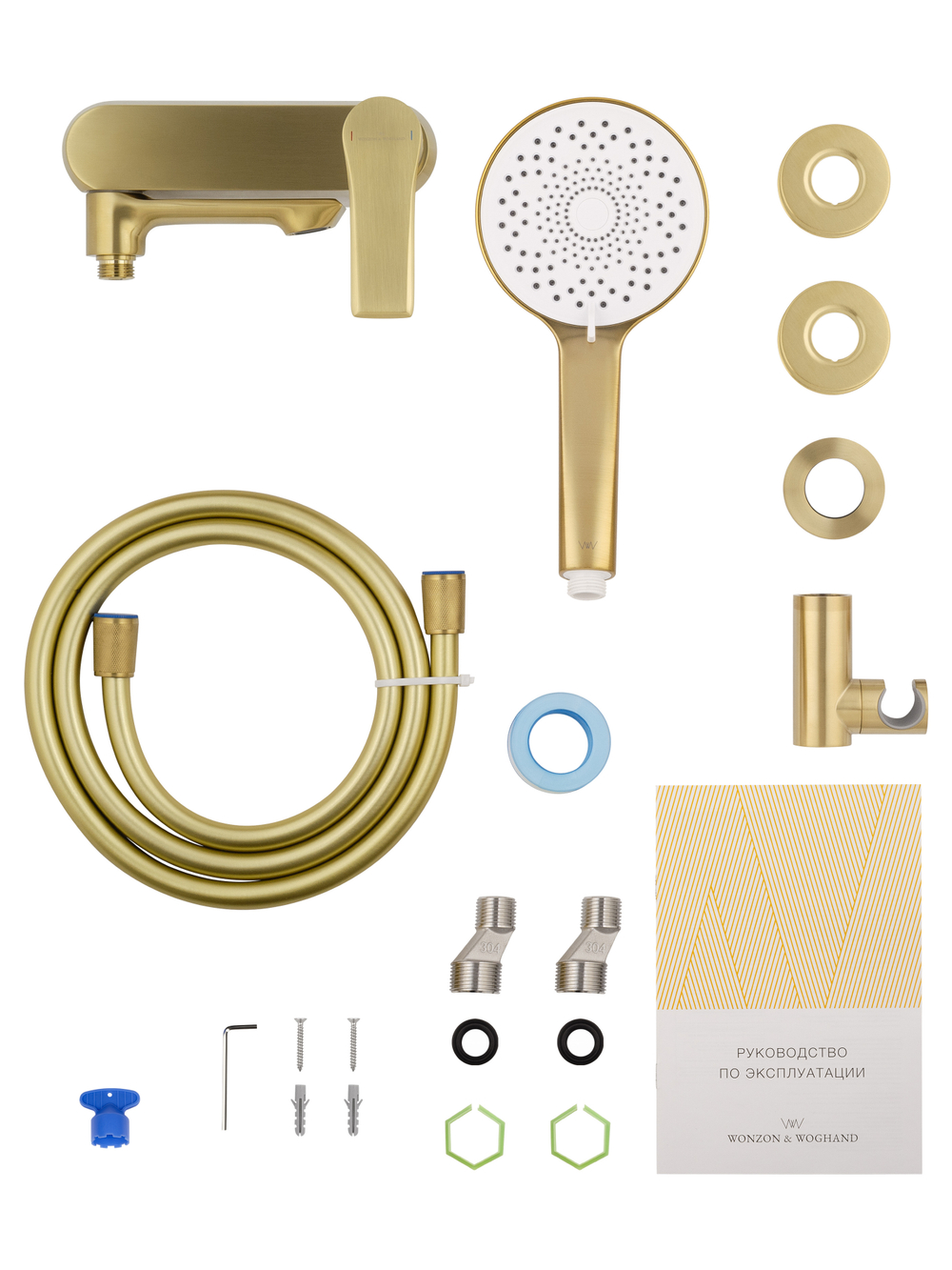 Смеситель для ванны с душем WONZON & WOGHAND BRILLIANT, Брашированное золото (WW-88037079-BG)