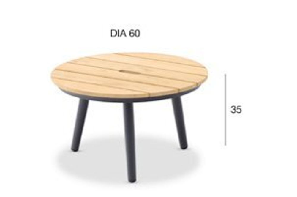 Marine, стол кофейный антрацит/натуральный, алюминий/тик