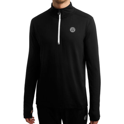 Мужское теннисное поло BIDI BADU Zac Tech Half Zip Long Sleeve Men - Black, White