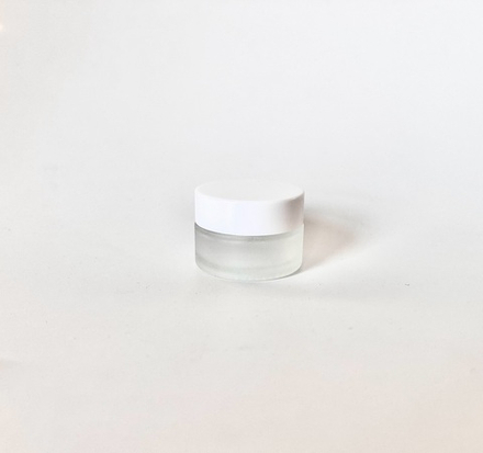 Баночка стеклянная 20 мл белая матовая белая крышка пластик с отсекателем