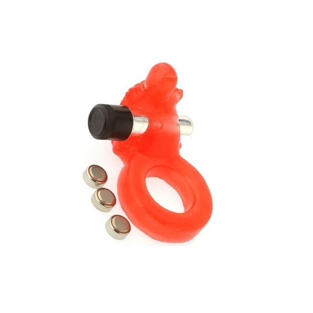 Кольцо на пенис со стимулятором клитора Jelly Turtle Cockring (красный) (Цвет: красный)