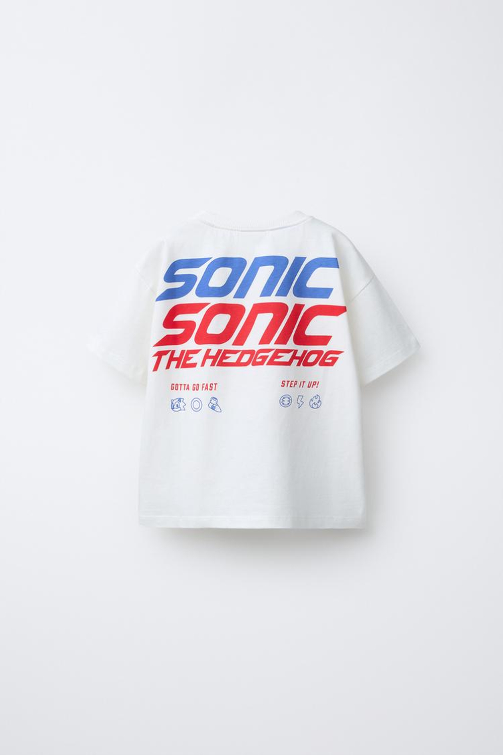 ZARA ФУТБОЛКА С ПРИНТОМ SONIC AND SHADOW © SEGA, БЕЛЫЙ