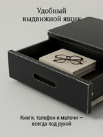 Тумба прикроватная, 47х29х15, Мелания, подвесная, с ящиком, черный, массив березы, Dipriz