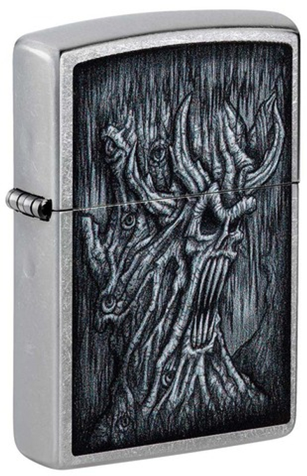 Зажигалка Zippo Evil Tree с покрытием Street Chrome, латунь/сталь, серебристая, 38x13x57 мм