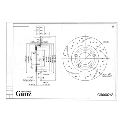 Диск тормозной GANZ задний перфорированный PRO-Line с покрытием (комплект - 2 шт) MAZDA 3 1.4 / 1.6L all 03 Арт.: GIJ06026S
