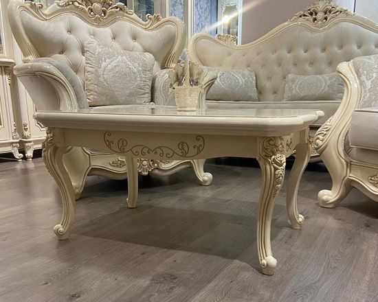 Стол журнальный ДЖОКОНДА прямоугольный крем глянец