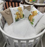 Комплект в кроватку 18 предметов "Король лев" коричневый, сатин