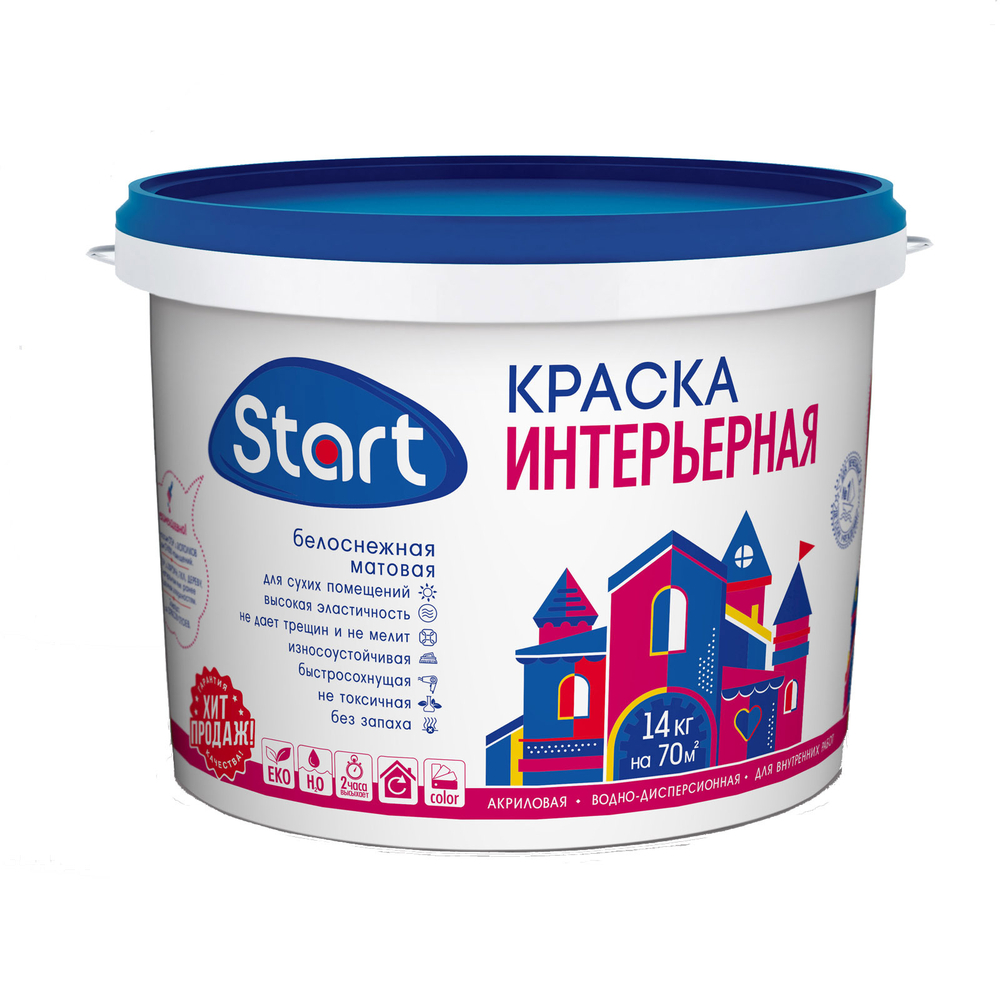 СТАРТ Краска ИНТЕРЬЕРНАЯ белоснежная (14,0кг) Сайвер