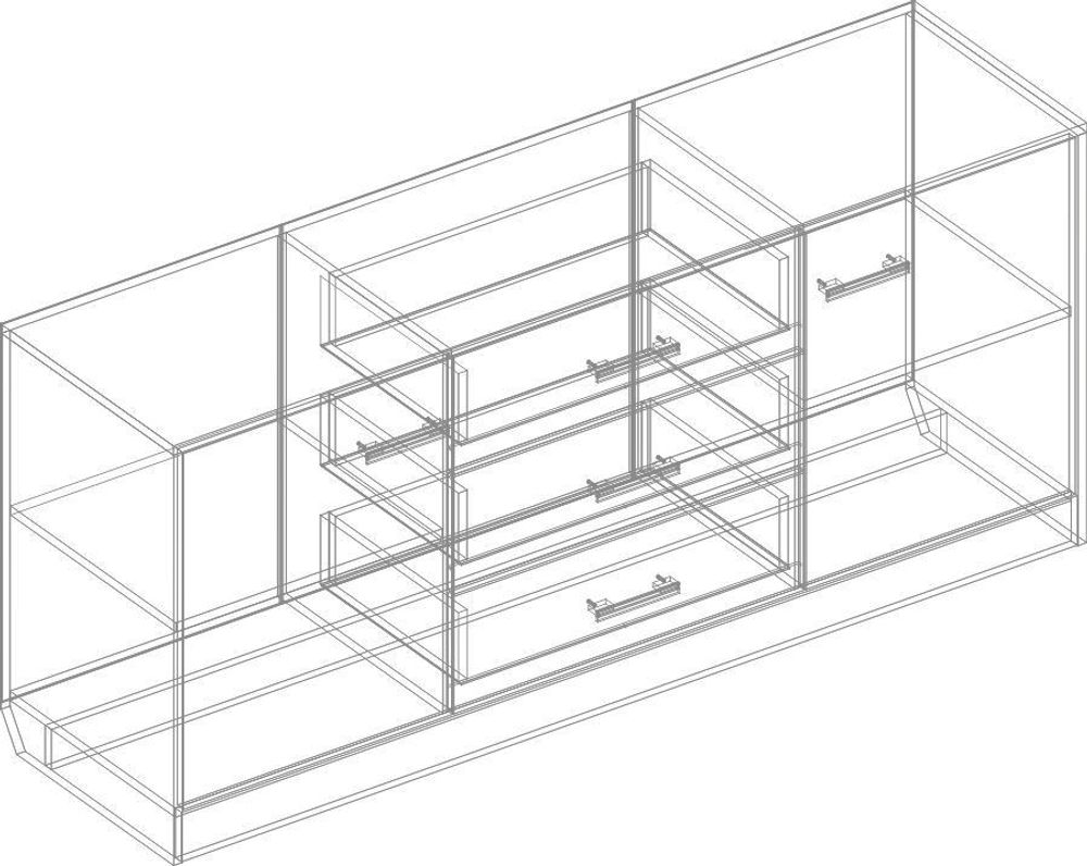 Комод 2 ств. с 3 ящиками "Милана" (гаскон пайн/белый лофт), ЛДСП, Велес