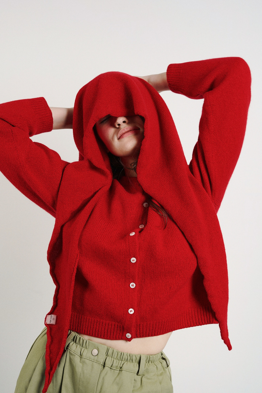 Косынка из кашемира с мериносом красного цвета