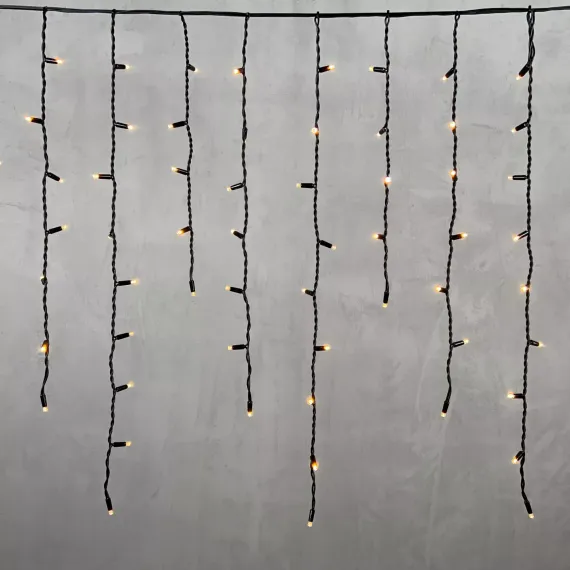 Светодиодная бахрома с колпачком 3,2*0,9 м., 168 экстра теплых белых LED ламп, каучуковый черный провод, LTC (LL168-1-2EWW)
