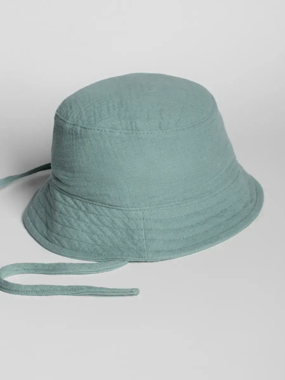 Зеленая детская панама на лето с завязками