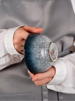 Набор посуды 2 тарелки 11,5 см пиала глубокая синяя фарфор