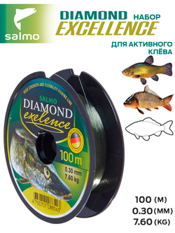 Набор лесок монофильных Salmo Diamond EXELENCE ЛИНЬ/КАРП/КРУПНАЯ РЫБА 2шт. (коробочная версия)