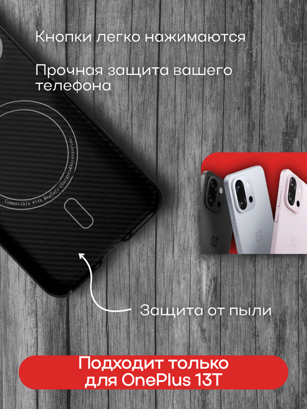Карбоновый чехол для Oneplus 13T с MagSafe черная сетка (Black)