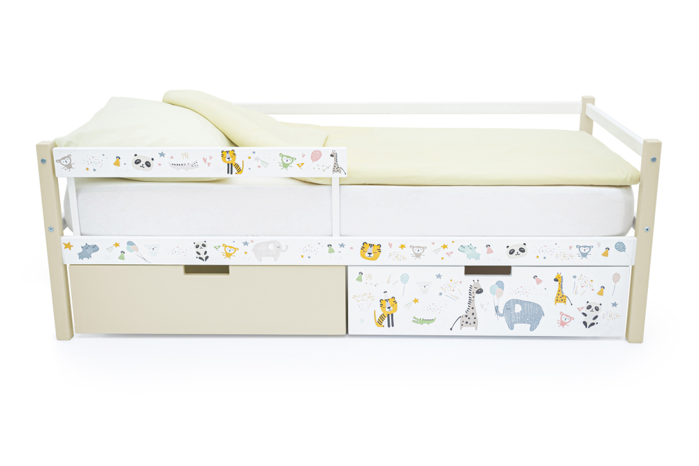 Детская кровать тахта Бельмарко Svogen бежево-белый зверята